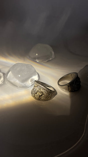 Floral Pavé Statement Silver Ring