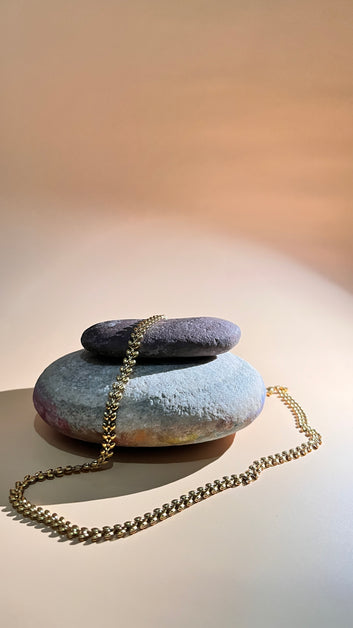 Gold Stainless Steel Beaded Chain Necklace | Minimalist Jewelry