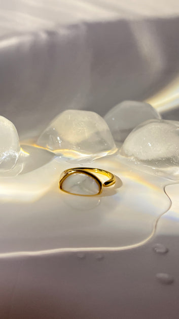 Gold Stainless Steel Organic Sculptural Ring for Women | Unique Open Ring