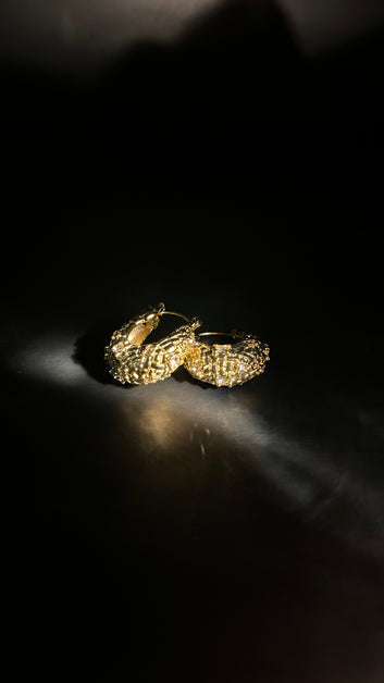 Gold Textured Hoop Earrings for Women | Stainless Steel