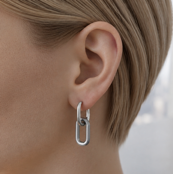 Double hoop link earrings