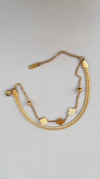 Gold Clover Charm Bracelet for Women | Stainless Steel