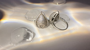 Elegant Teardrop Crystal Ring | Silver Stainless Steel