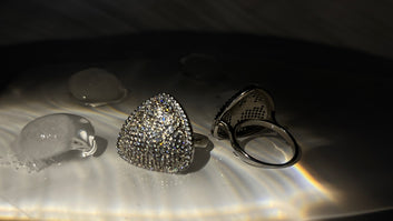 Sparkling Triangle Statement Ring | Silver Stainless Steel