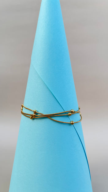 Gold Stainless Steel Multi-Strand Bracelet for Women | Layered Chain Jewelry