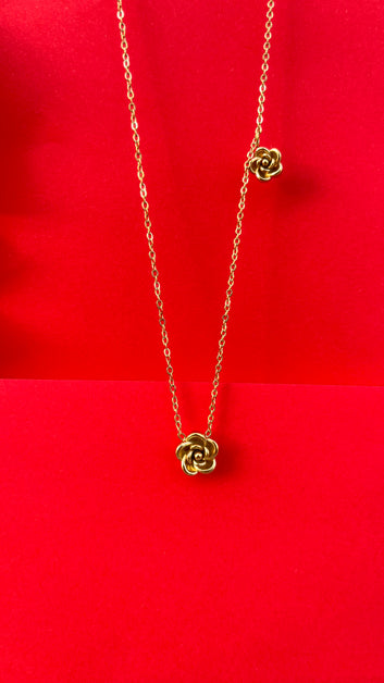 Minimalist Gold Floral Necklace & Earrings Set | Stainless Steel Jewelry