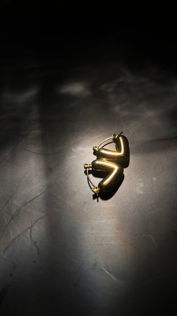 Gold Heart Drop Earrings for Women | Stainless Steel