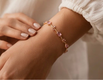 Gold Tulip Bracelet for Women – Stainless Steel Floral Bracelet