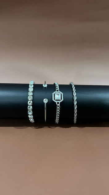 Diamond chain set silver